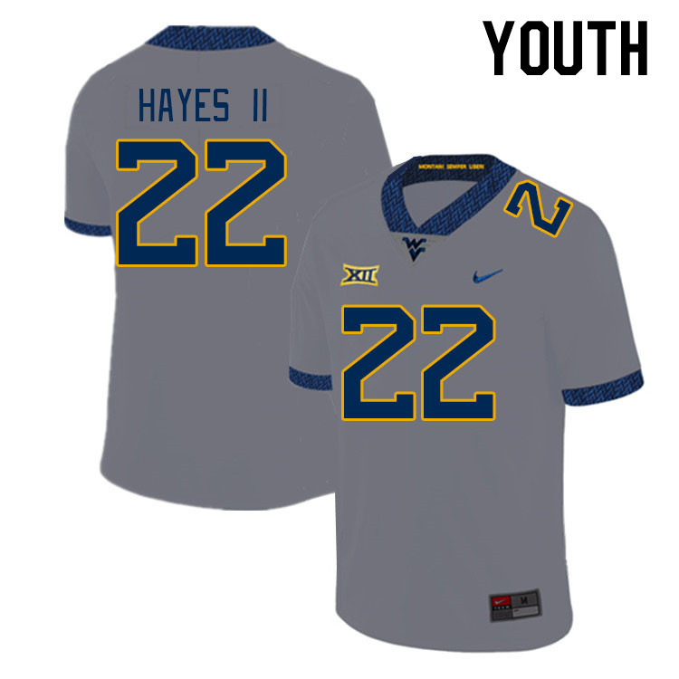 Youth #22 Michael Hayes II West Virginia Mountaineers College Football Jerseys Stitched Sale-Grey